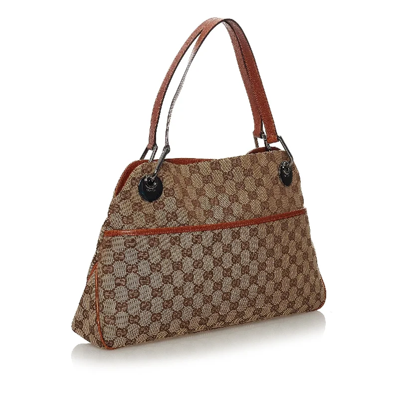 Women Gucci bags with a detachable mobile phone holderGucci GG Canvas Eclipse Shoulder Bag (34757)