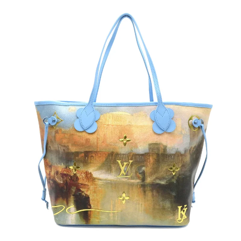 Louis Vuitton handbags with a patent - leather finish for a shiny lookLouis Vuitton Turner Neverfull MM Blue Masters collection PVC coated canvas M43358