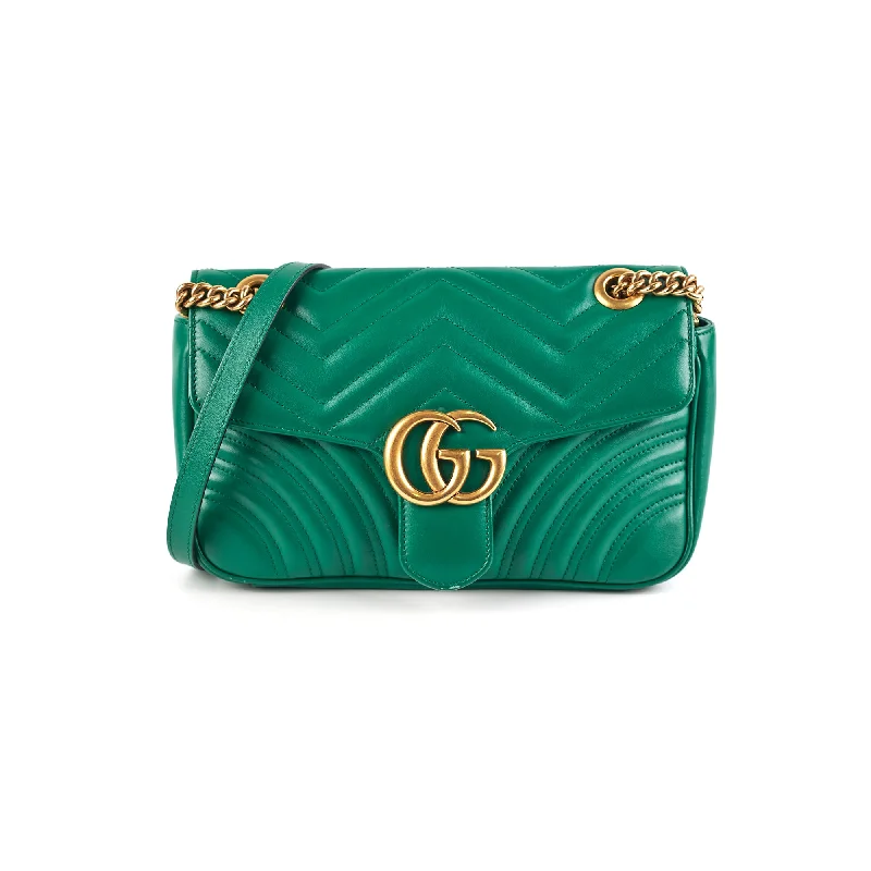 Women Gucci bags with a magnetic snap closure for easy accessGucci Small Marmont Green