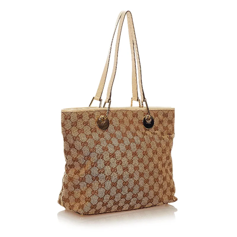 Women Gucci Sylvie bags with a detachable ribbon detailGucci GG Canvas Eclipse Tote Bag (28103)