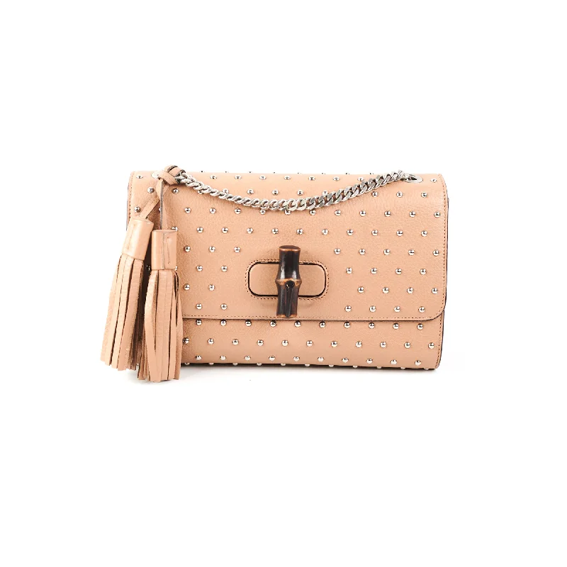 Gucci backpacks for women with a hidden back pocketGucci Studded Miss Bamboo Bag Beige