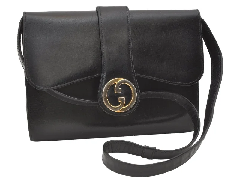 Gucci Marmont bags for women with a snakeskin - effect panelAuthentic GUCCI Shoulder Hand Bag Purse Leather Black Junk 7475J