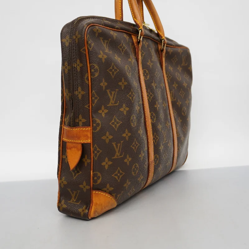 Louis Vuitton handbags with a metal - framed clasp for durabilityLouis VuittonAuth  Monogram Porto De Cuman Voyage M40226 Men's Briefcase