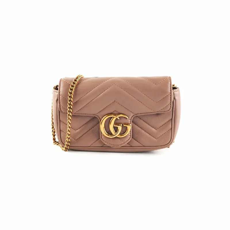 Gucci backpacks for women with a hidden back pocketGucci GG Supermini Marmont Matelasse Dusty Pink