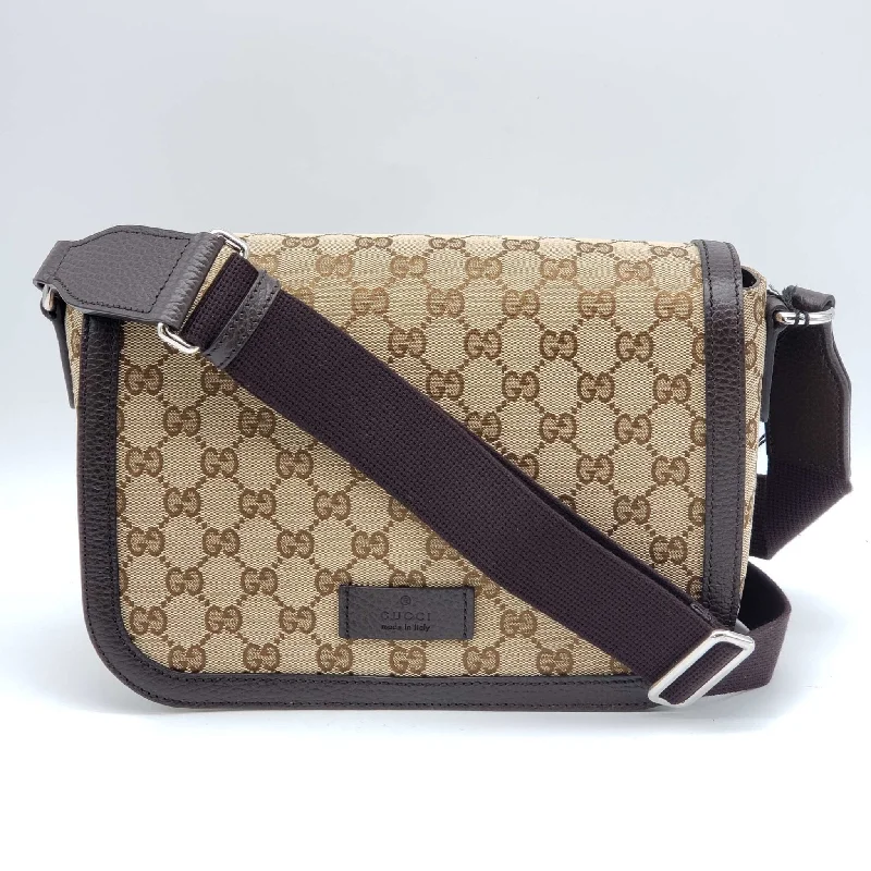 Gucci handbags for women with a patent - leather finishGucci GG Canvas Leather Brown Messenger Shoulder Bag