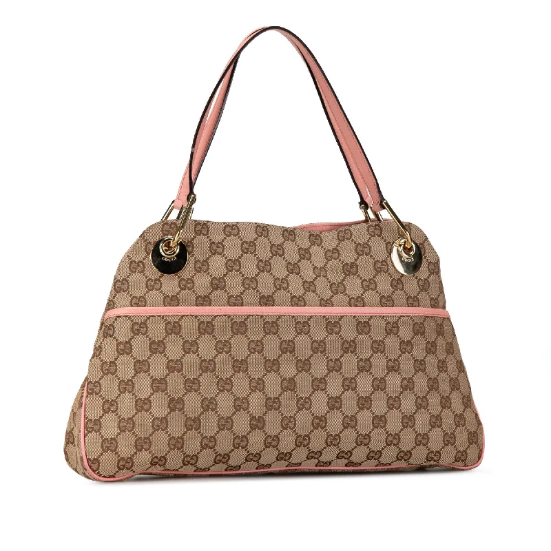 Women Gucci bags with a front - zip pocket for small itemsGucci GG Canvas Eclipse Shoulder Bag H5BQGj)