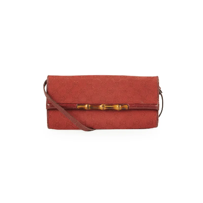 Women Gucci bags with a magnetic snap closure for easy accessGucci Bamboo Canvas Wallet on Chain (WOC) Red