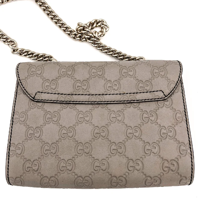 Ladies Gucci shoulder bags with a wide - width strapEmily Guccissima Grey Leather Chain bag