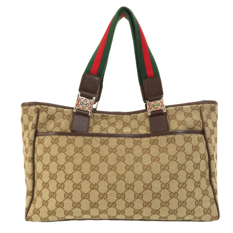 Women Gucci Sylvie bags with a monogram - embossed leatherGUCCI 145758 GG Sherry Line Handbag Canvas Ladies