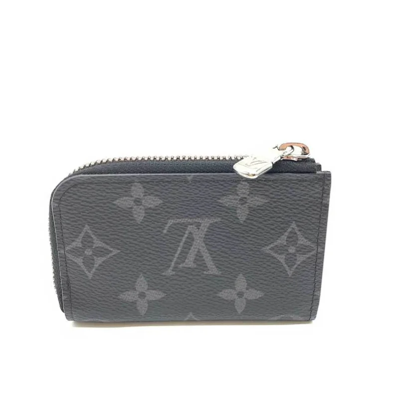 Louis Vuitton bags with a magnetic snap closure for easy accessLOUIS VUITTON Wallet Porte Monedeur Black x Gray Coin Case Purse L-shaped Men's Monogram Eclipse PVC Leather M63536 LOUISVUITTON