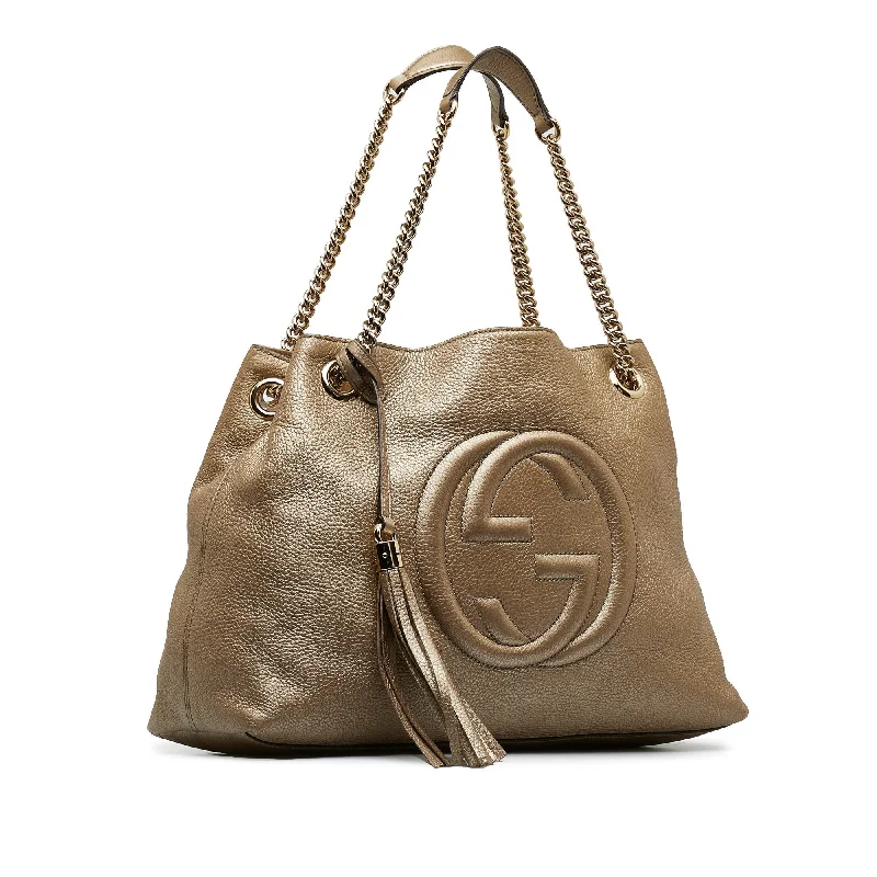 Gucci Marmont bags for women with gold - toned hardwareGold Gucci Medium Soho Chain Tote