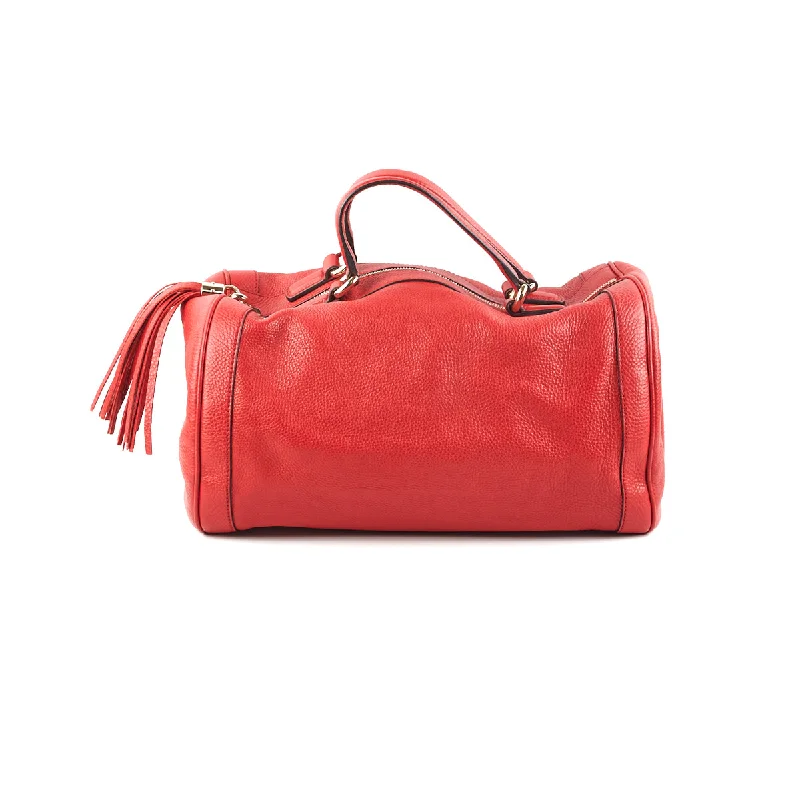 Ladies Gucci shoulder bags with a magnetic - closure flapGucci Soho Boston Red Top Handle Bag