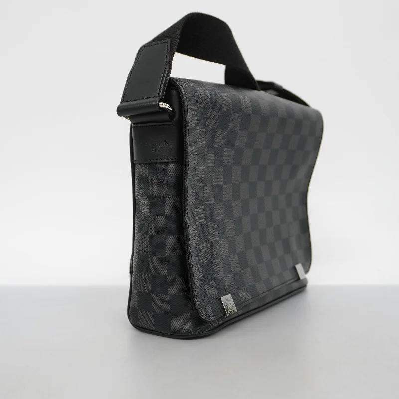 Louis Vuitton bags with a magnetic snap closure for easy accessLouis VuittonAuth  Damier Graphite District PM N41028 Men's Shoulder Bag