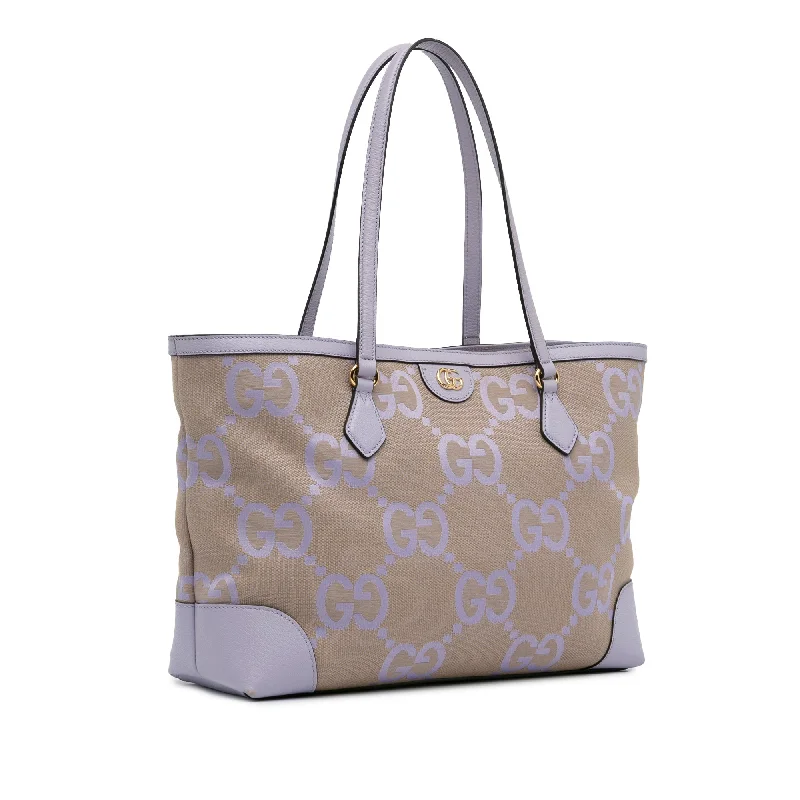 Women Gucci bags with a chain - link trim and a leather bodyPurple Gucci Medium Jumbo GG Ophidia Tote