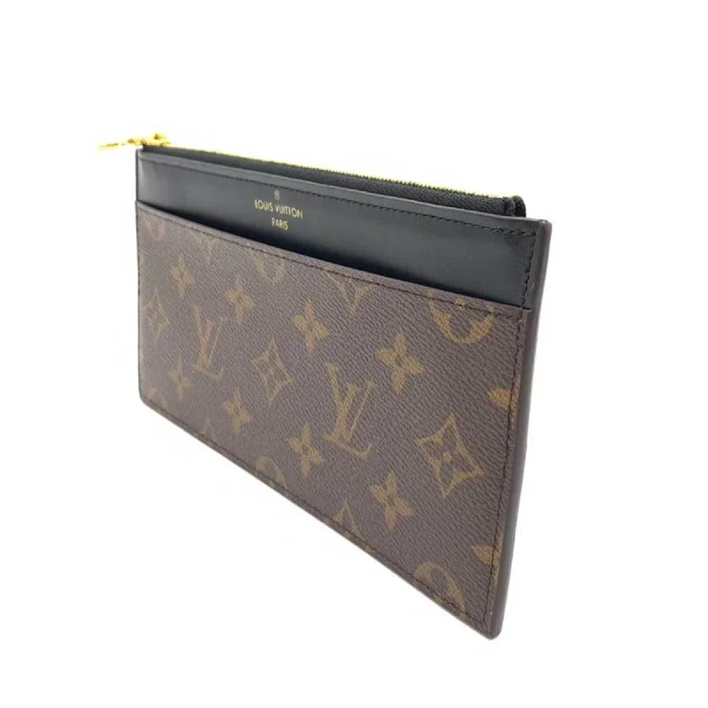 Louis Vuitton handbags with a back - zip pocket for storing valuablesLouis Vuitton Wallet Perth Brown x Black Long Card Holder Square Ladies Monogram Leather M80348 LOUISVUITTON