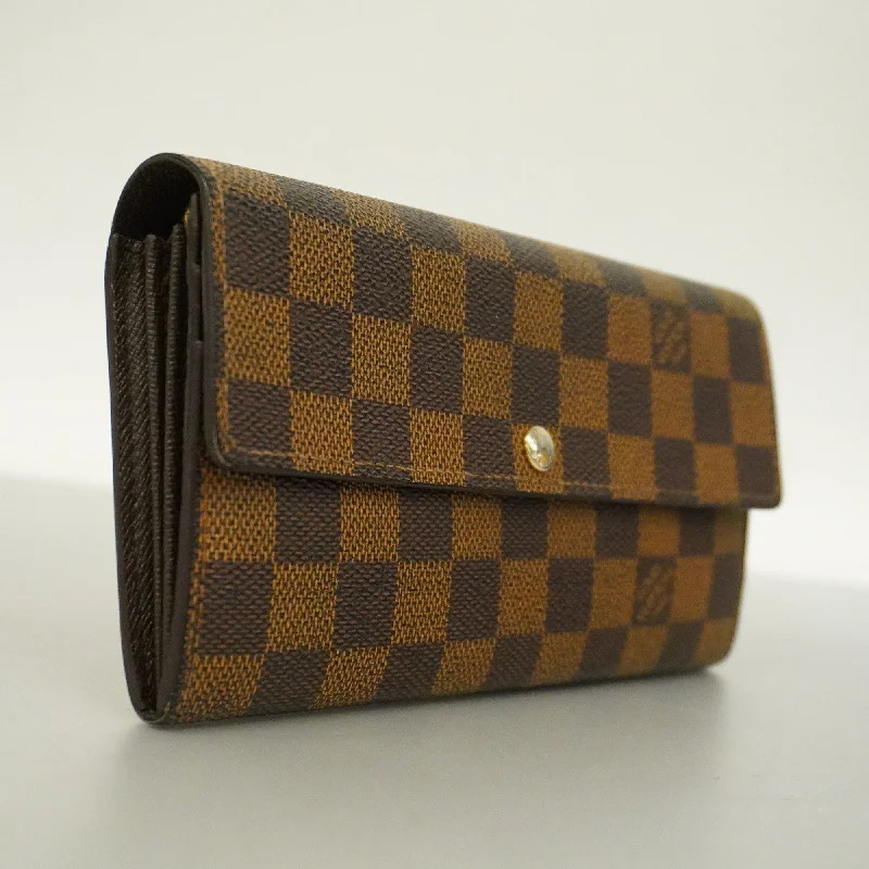 Louis Vuitton bags with a front - zip pocket for small items like keysLouis VuittonAuth  Damier Portofeuil Sara N61734 Men,Women,Unisex Long Wallet