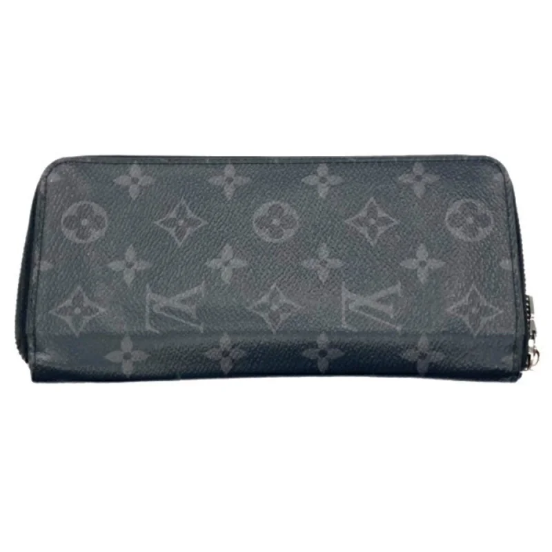 Louis Vuitton crossbody bags with a woven leather strap for textureLOUIS VUITTON Zippy Vertical Monogram Eclipse M62295 RFID Tag Men's Round Long Wallet PVC Gray Black