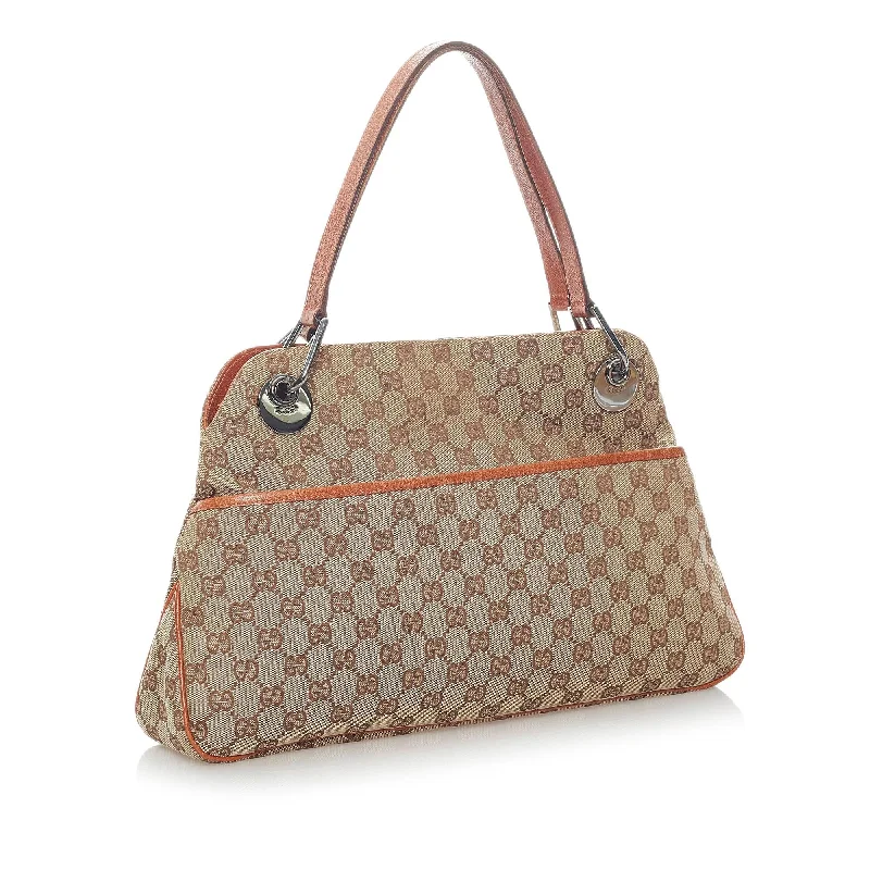 Gucci tote bags for women with a water - resistant coatingGucci GG Canvas Eclipse Shoulder Bag (34768)