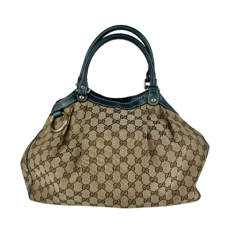 Women Gucci crossbody bags with a printed floral patternGucci Blue Sukey Monogram Bag