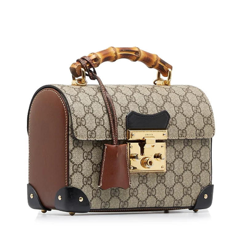 Women Gucci Sylvie bags with a leather - wrapped handleGucci GG Supreme Bamboo Padlock Satchel (SHG-rOgtY6)