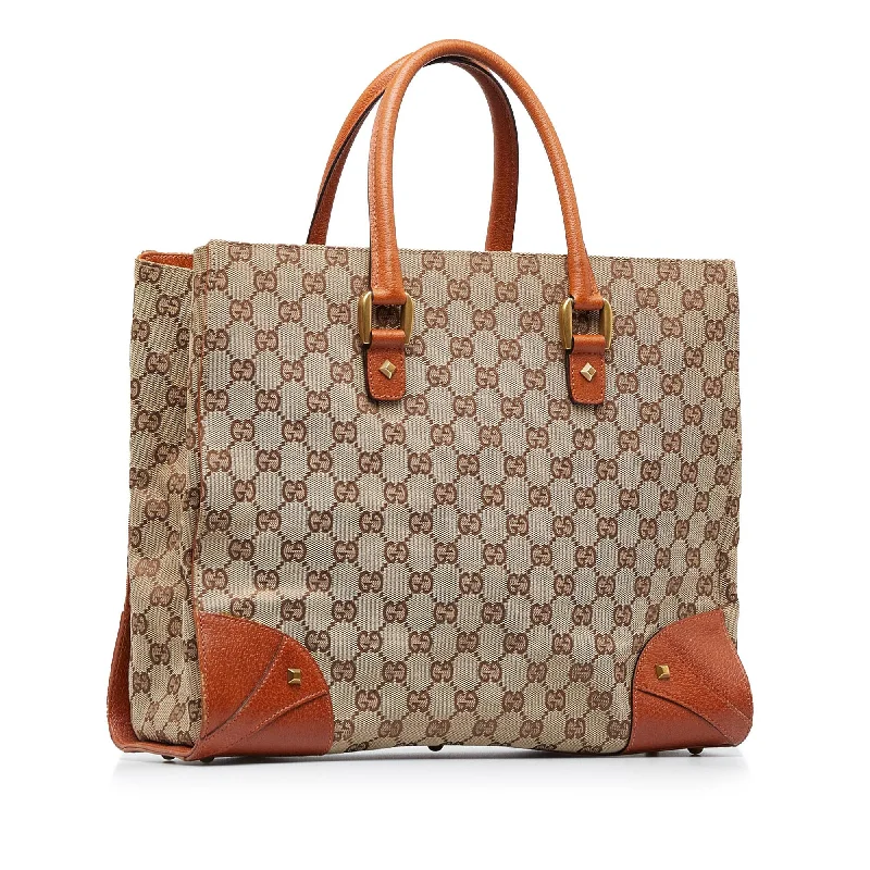 Women Gucci crossbody bags with a printed floral patternGucci GG Canvas Nailhead Tote (SHG-WscBwZ)