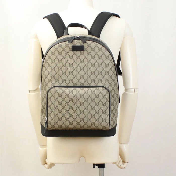 Women Gucci Sylvie bags with a crystal - embellished web stripeGUCCI 406370 Backpack GG Supreme canvas Backpack PVC beige unisex