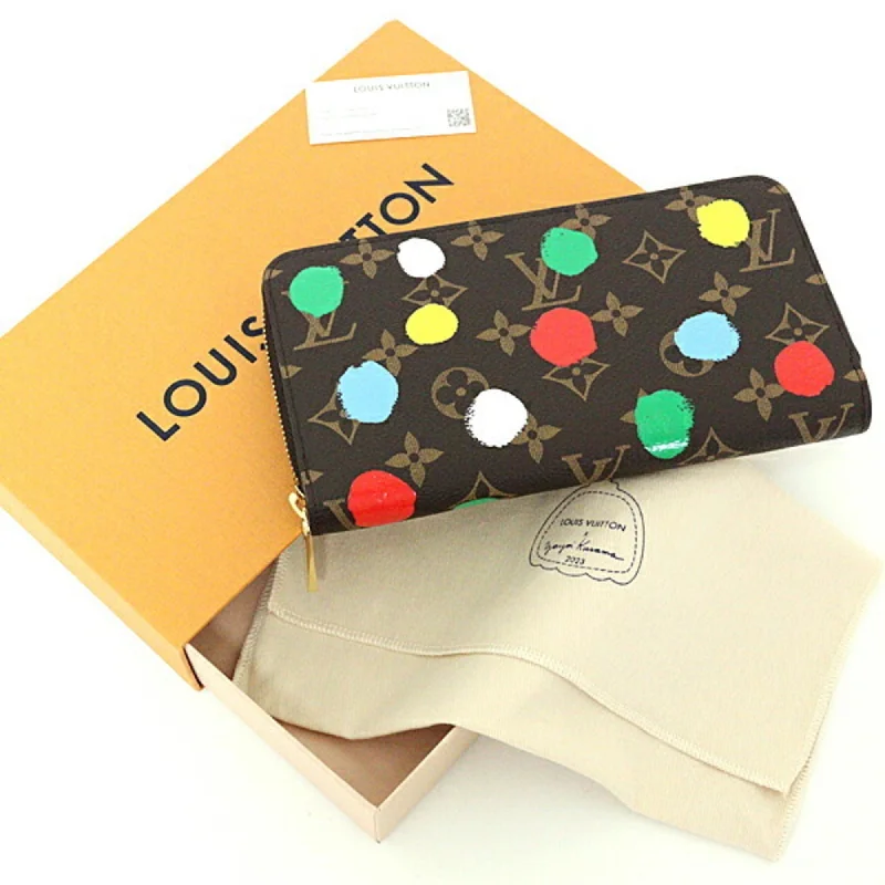 Ladies Louis Vuitton Petite Malle bags with a star - shaped charm for cutenessLOUIS VUITTON Yayoi Kusama LV × YK Zippy Round Long Wallet M81864