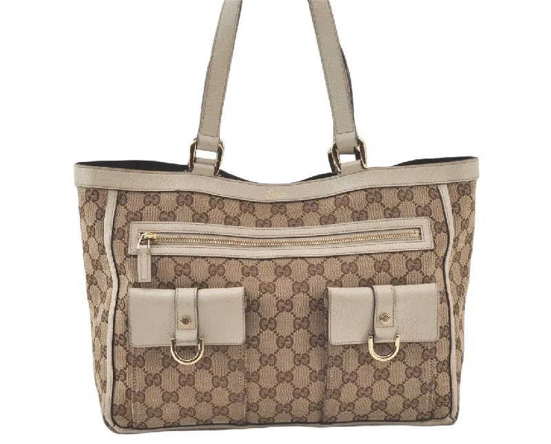 Ladies Gucci handbags with a detachable coin purse insideAuthentic GUCCI Abbey Shoulder Tote Bag GG Canvas Leather 146247 Brown 7057K