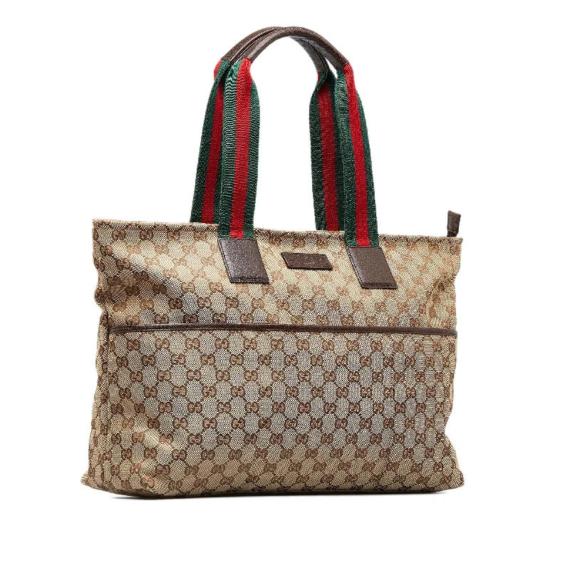 Women Gucci bags with a detachable mirror insideGucci GG Canvas Web Tote Bag (SHG-n1Z3tx)