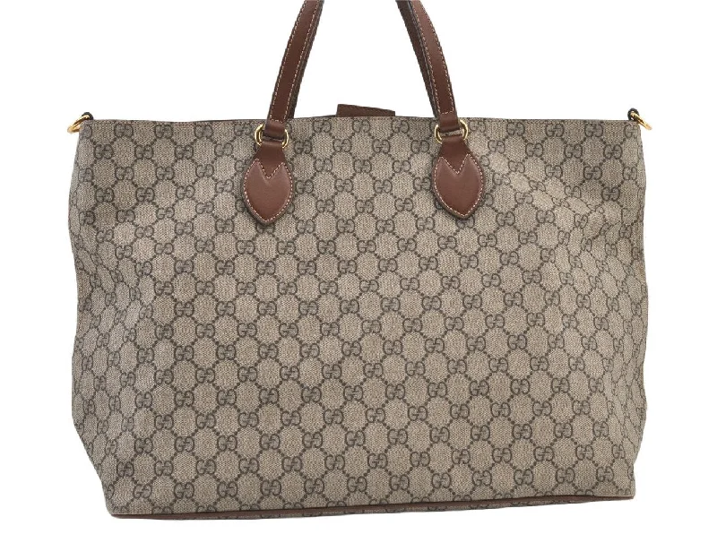 Ladies Gucci Dionysus bags with a chain - link shoulder strapAuthentic GUCCI Vintage 2Way Shoulder Tote Bag GG PVC Leather 453705 Brown 0756K