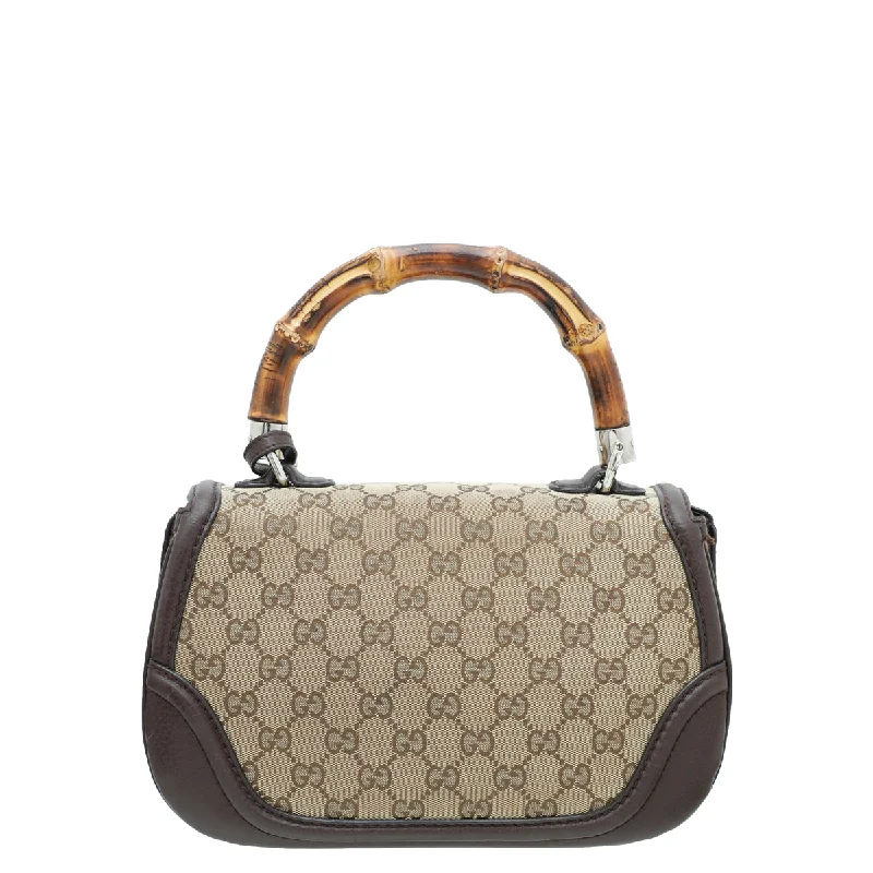 Women Gucci Sylvie bags with a detachable ribbon detailGucci Bicolor New Bamboo Top Handle Medium Bag