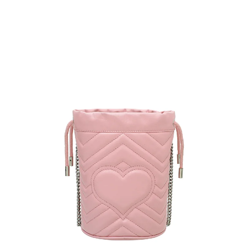 Medium - sized Women Gucci handbags for everyday useGucci Pink GG Marmont Mini Bucket Bag