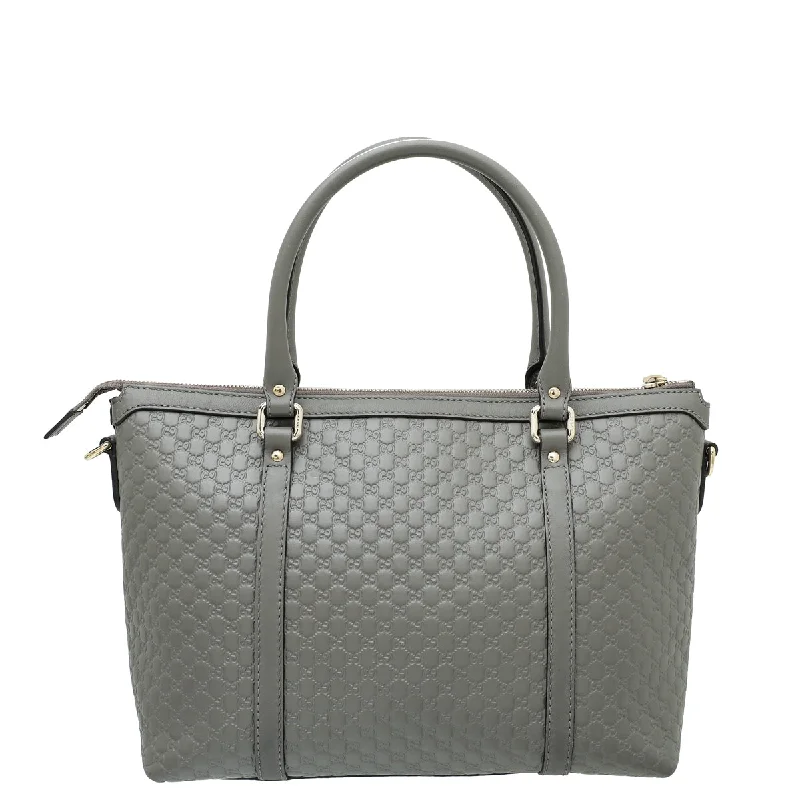 Ladies Gucci shoulder bags with a wide - width strapGucci Grey GG Microguccissima Tote Bag