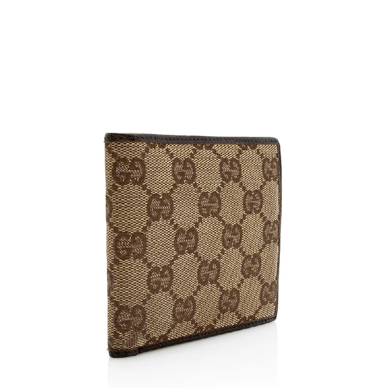 Women Gucci Sylvie bags with a crystal - embellished web stripeGucci GG Canvas Bi-Fold Wallet (22146)