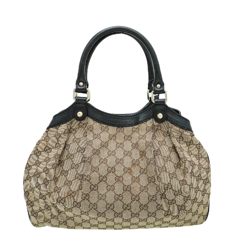 Women Gucci crossbody bags with a printed floral patternGucci Bicolor GG Sukey Tote Bag