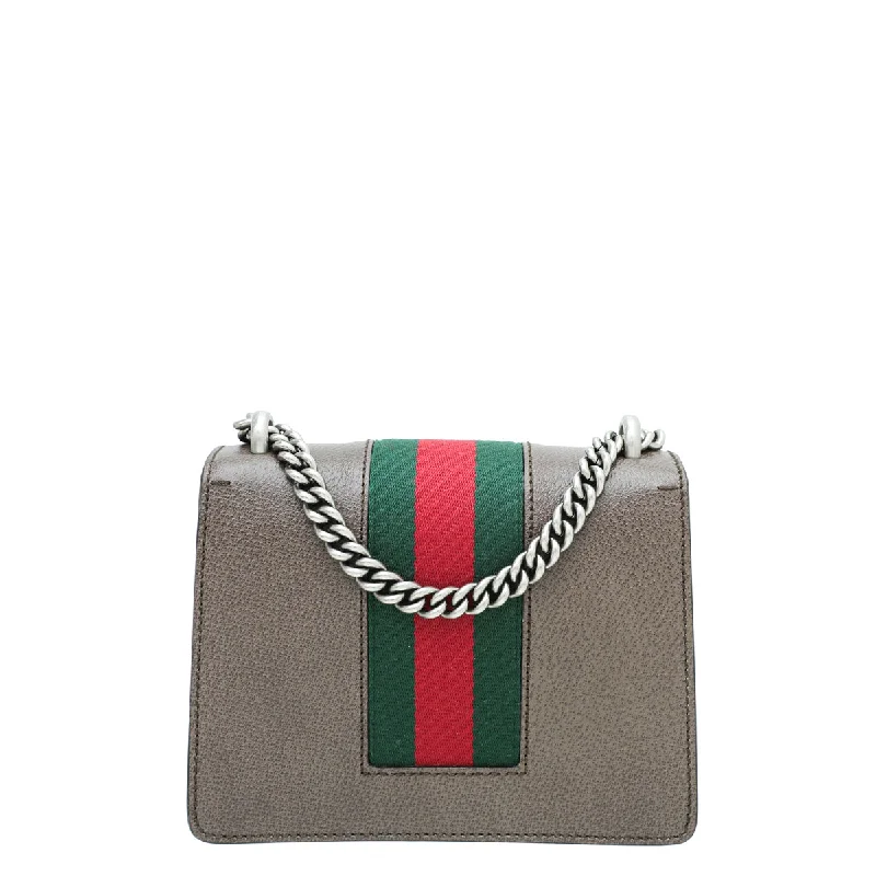 Women Gucci Sylvie bags with a monogram - embossed leatherGucci Brown Web Dionysus Mini Bag