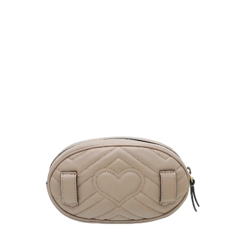 Women Gucci Sylvie bags featuring the signature web stripeGucci Dusty Pink GG Marmont Mini Belt Bag