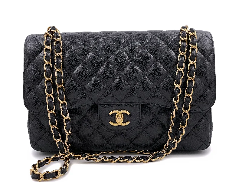 Chanel Vintage Inspired Handbag for Retro LoversChanel Black Jumbo Classic Flap Bag Caviar Double GHW FO4