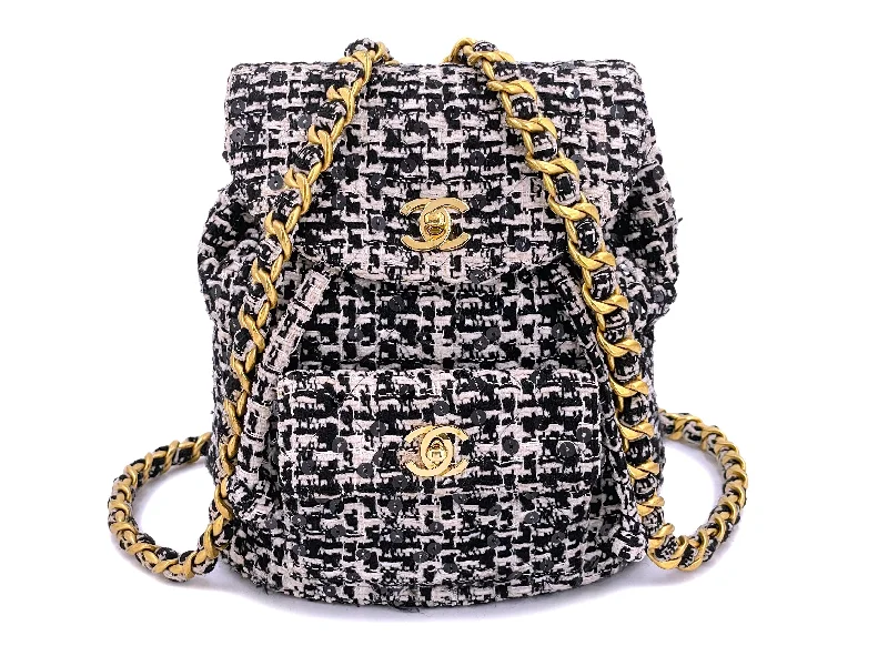 Chanel Chain Strap Handbag for Everyday UseChanel Vintage Tweed Duma Backpack Bag Black White 1994 24k GHW 7D2