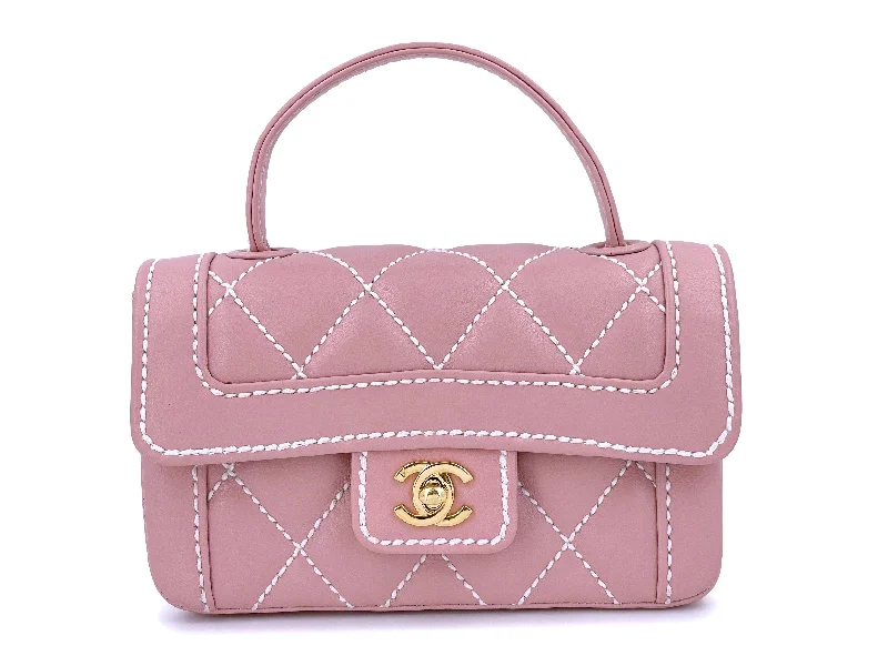 Chanel Quilted Leather Shoulder Bag for FashionistasChanel Pink Baby Mini Kelly Bag Rare Mauve Wild Stitch Surpique Flap 24k GHW UE0