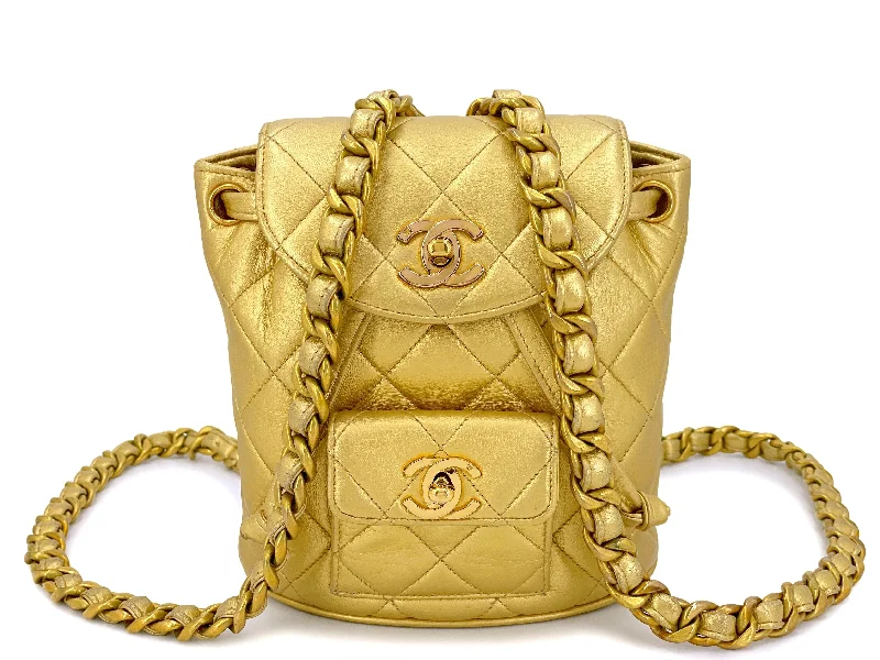 Chanel Designer Handbag with Unique DesignChanel Mini Duma Backpack Bag Vintage 1994 Small Gold 24k GHW JG0