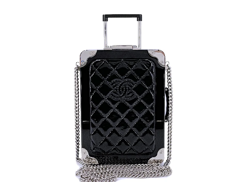 Chanel Vintage Inspired Handbag for Retro LoversChanel Airlines Minaudière Trolley Bag 2016 Black Evening in the Air Clutch Patent RQ9