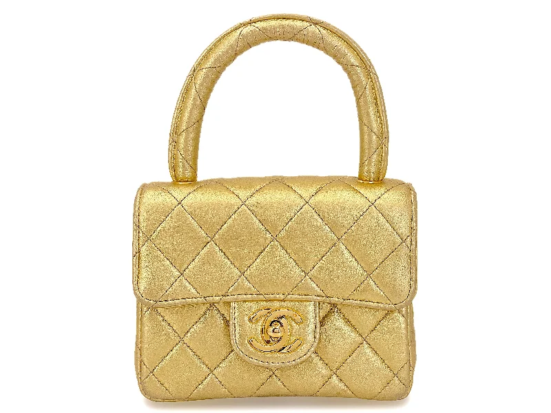 Chanel Chain Strap Handbag for Everyday UseChanel Gold Mini Kelly Bag Vintage 1994 "Child" Extra Square O3E