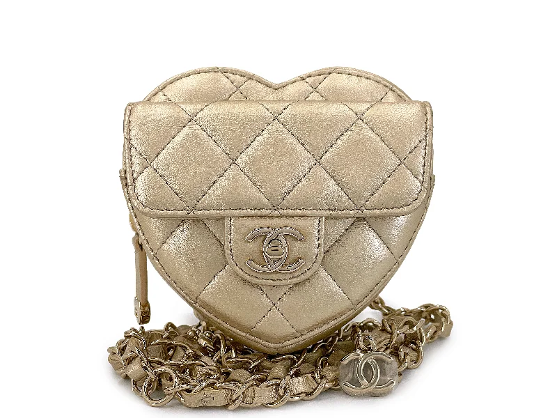 Chanel Colorful Handbag for Spring OutfitsPristine Chanel CC In Love Gold Heart Belt Bag GHW 5U0