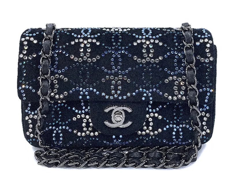 Chanel New Arrival Handbag with Gold HardwareChanel Crystal CC Embellished Rectangular Mini Flap Bag Dark Navy Velvet RHW VFO