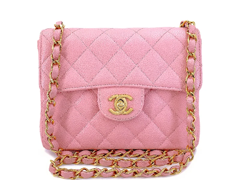 Chanel Classic Flap Bag for Evening PartyChanel 2004 Vintage Sakura Pink Square Mini Flap Bag 24k GHW RJA