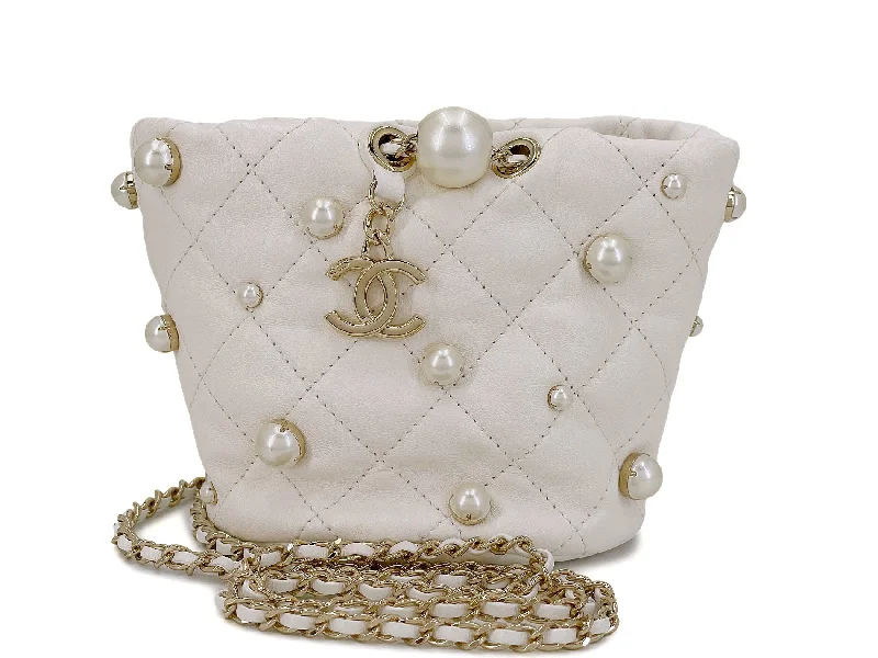 Chanel Colorful Handbag for Spring OutfitsChanel Cream Mini Pearl Bucket Bag 09H (excellent)