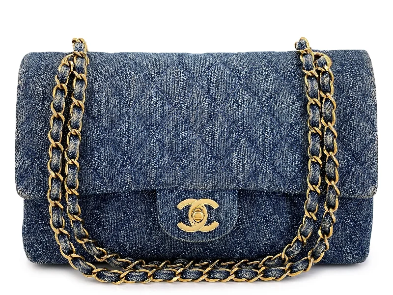 Chanel Black Handbag for Business MeetingsChanel 1998 Vintage Blue Denim Medium Classic Double Flap Bag 24k GHW 54A