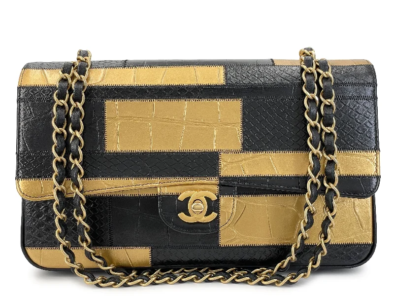 Chanel Black Handbag for Business MeetingsChanel 19A Egypt Black/Gold Crocodile and Python Print Medium Classic Double Flap Bag GHW Paris-New York 925