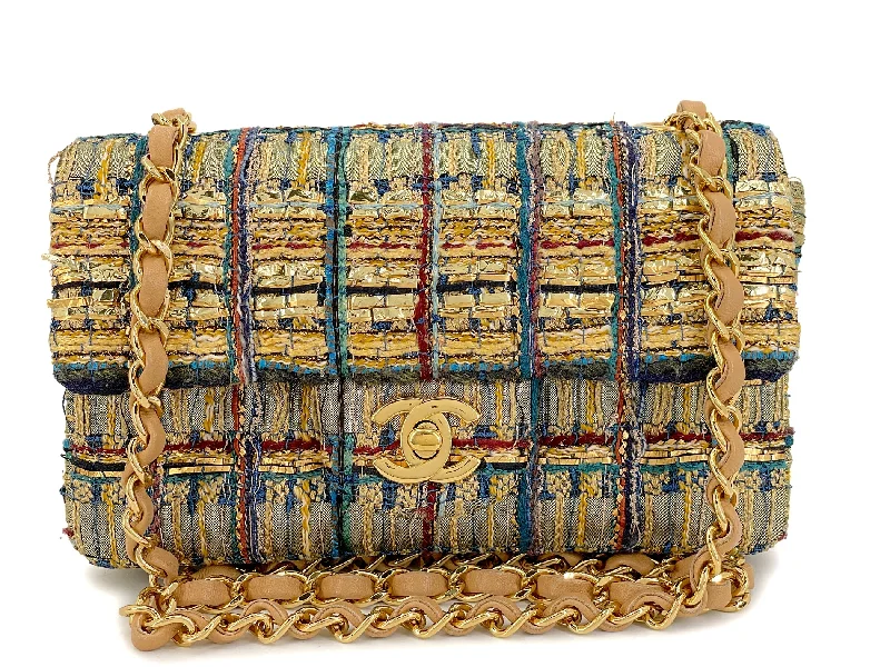 Chanel Colorful Handbag for Spring OutfitsChanel 19A Egypt Gold Threaded Multicolor Tweed Mini Flap Bag GHW Paris-New York HJ0